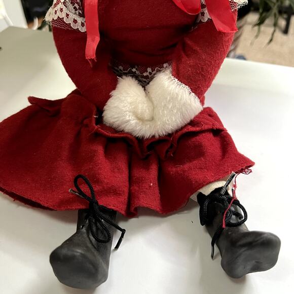 Vintage Bisque Porcelain Painted Face Christmas Doll 18" - Picture 2 of 7